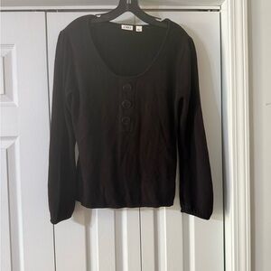 Cato Black Fitted Buttoned Blouse